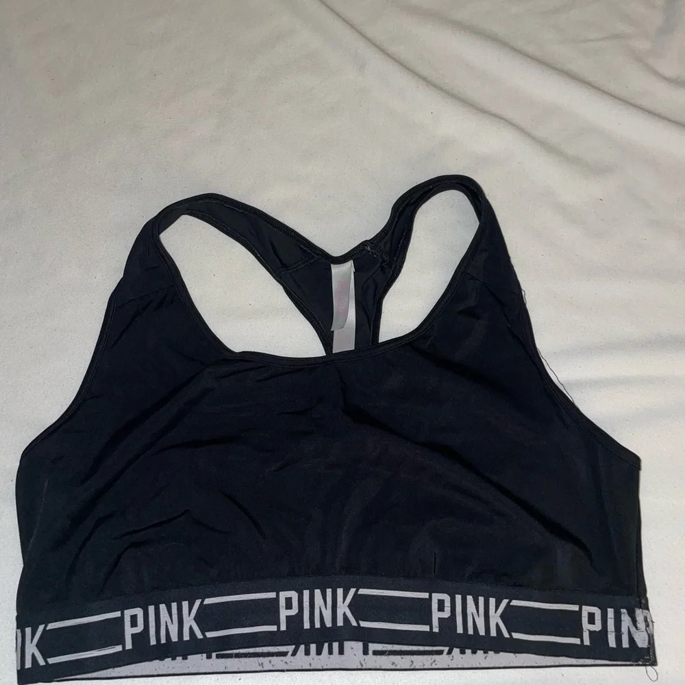 PINK Victoria's Secret Racerback Black Sports Bra with Logo Band
